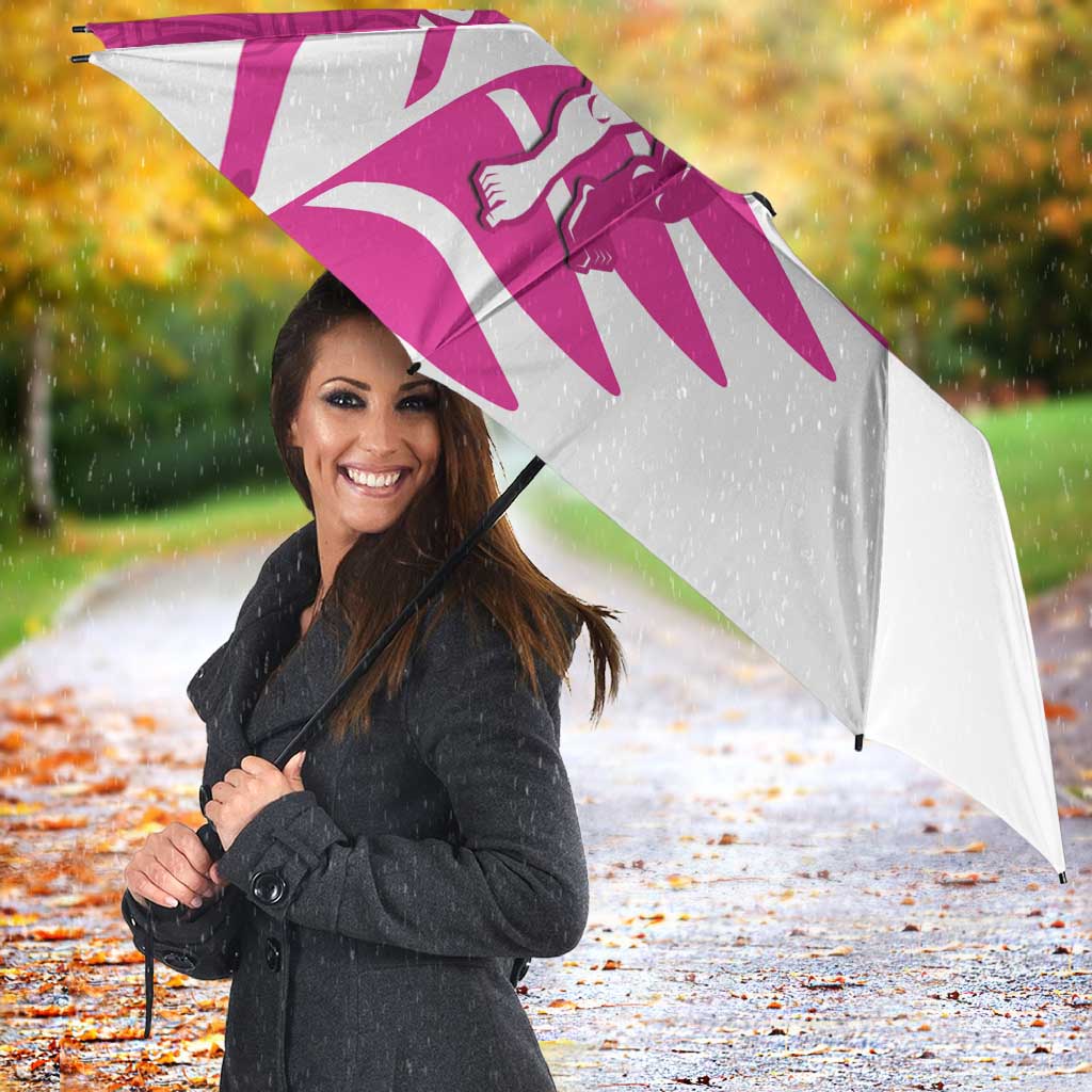 New Zealand Silver Fern Rugby Custom Umbrella Go All Black Maori Pink Version - Polynesian Pride