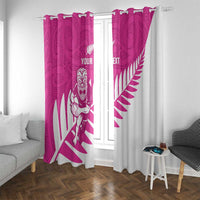 New Zealand Silver Fern Rugby Custom Window Curtain Go All Black Maori Pink Version