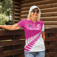 New Zealand Silver Fern Rugby Custom Women Polo Shirt Go All Black Maori Pink Version