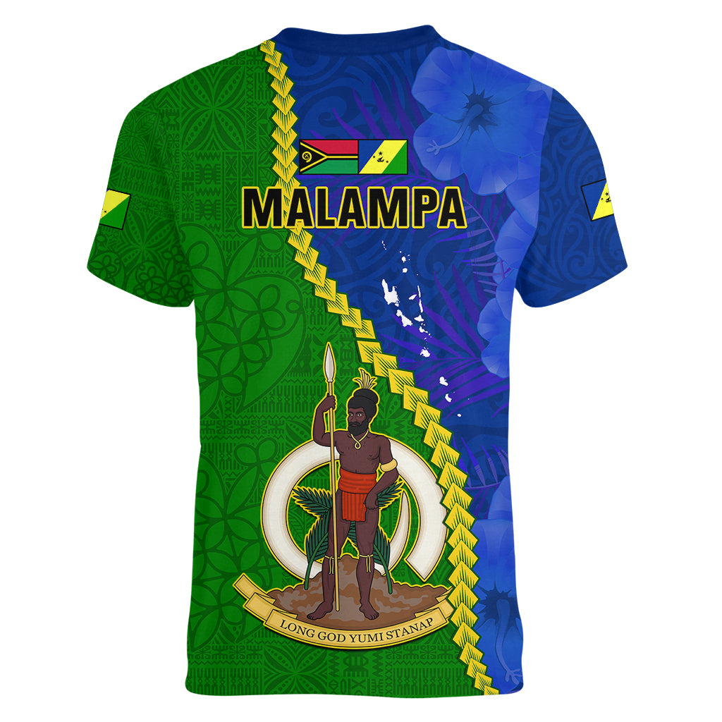 Vanuatu Malampa Province Women V Neck T Shirt Turtle Sand Drawing Unique Tapa Pattern LT14 - Polynesian Pride