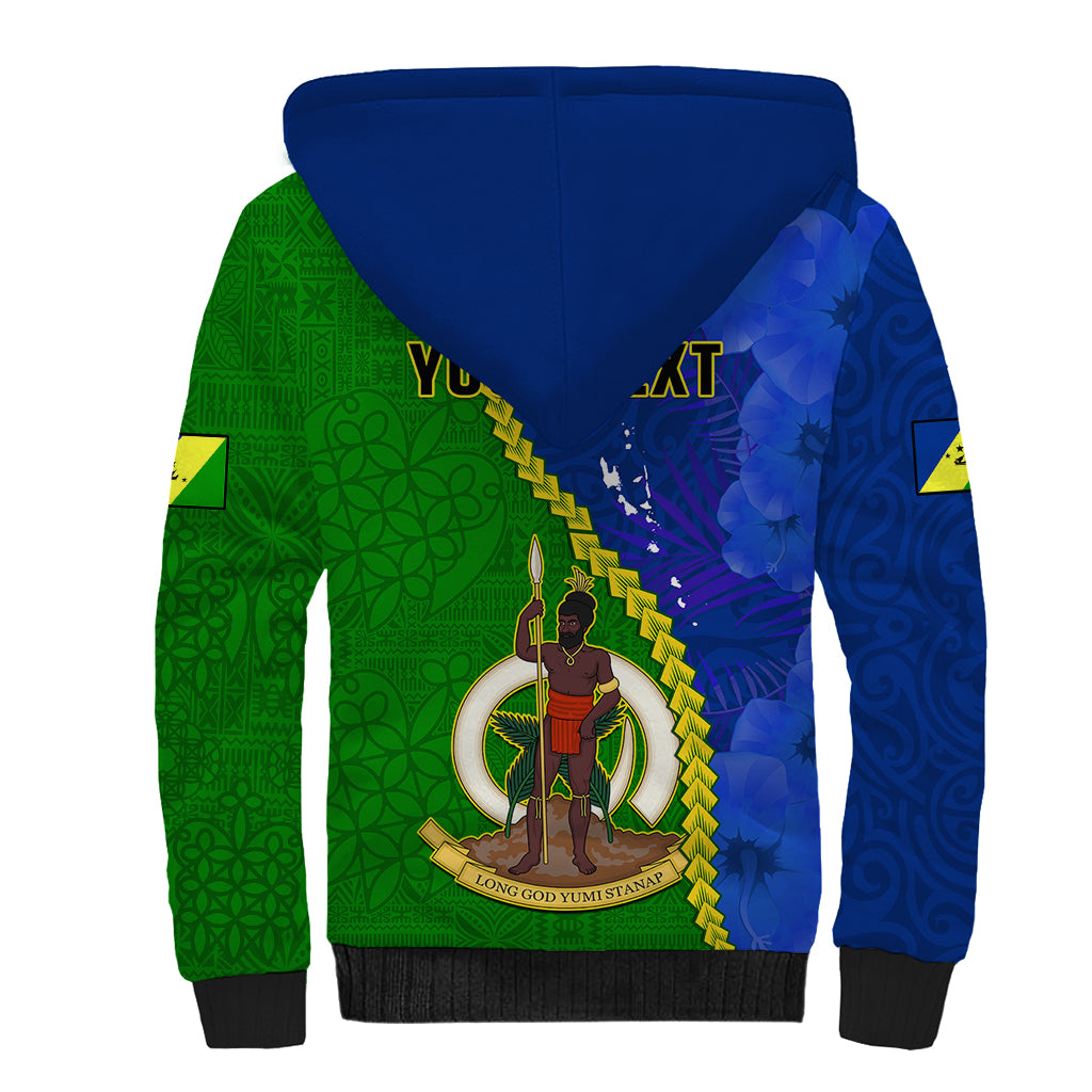 Personalised Vanuatu Malampa Province Sherpa Hoodie Turtle Sand Drawing Unique Tapa Pattern LT14 - Polynesian Pride