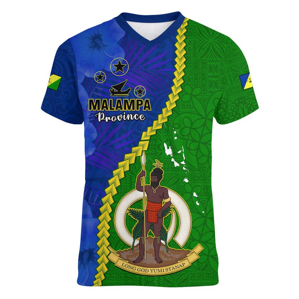 Personalised Vanuatu Malampa Province Women V Neck T Shirt Turtle Sand Drawing Unique Tapa Pattern LT14 Female Green - Polynesian Pride