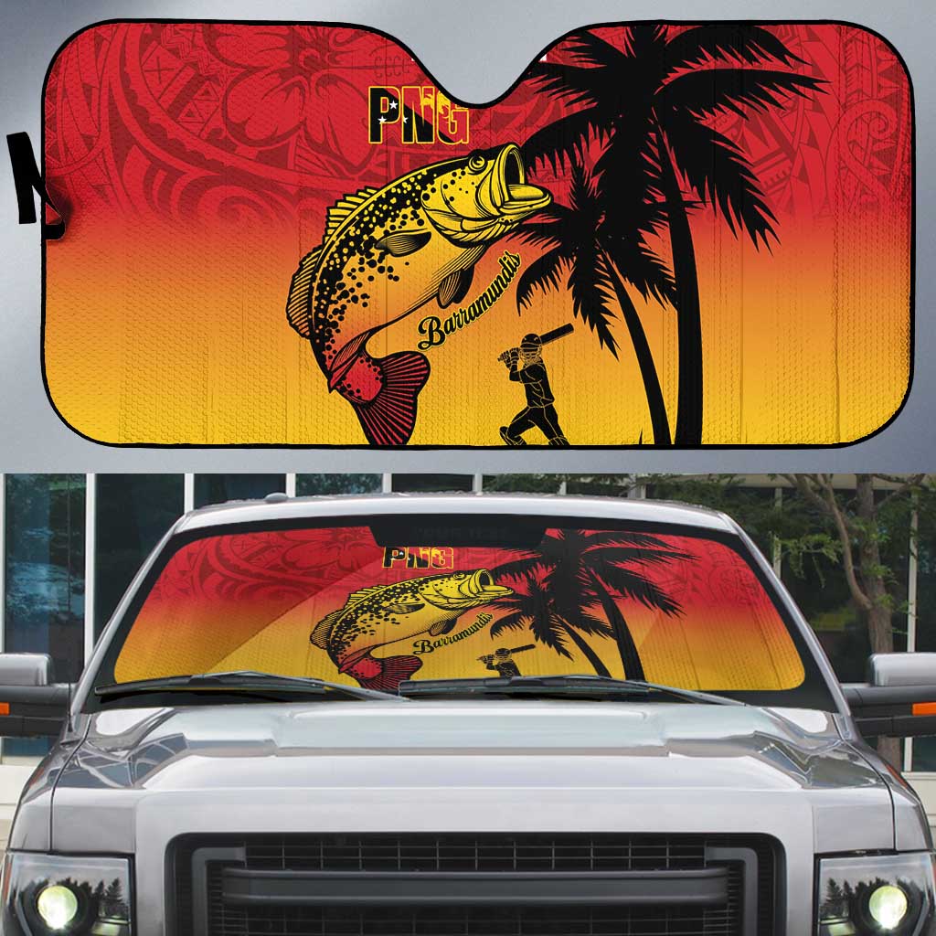 Custom Papua New Guinea Cricket Auto Sun Shade PNG Barramundis - Polynesian Pride