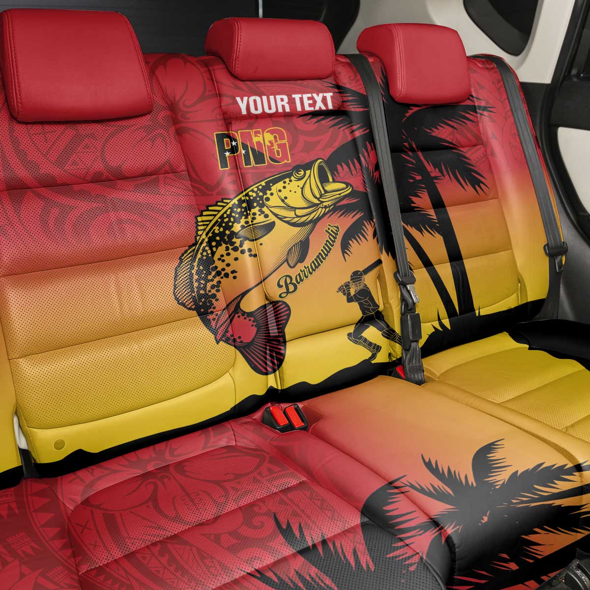 Custom Papua New Guinea Cricket Back Car Seat Cover PNG Barramundis - Polynesian Pride