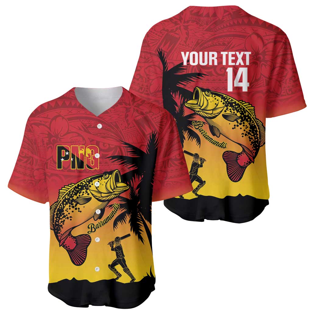 Custom Papua New Guinea Cricket Baseball Jersey PNG Barramundis - Polynesian Pride