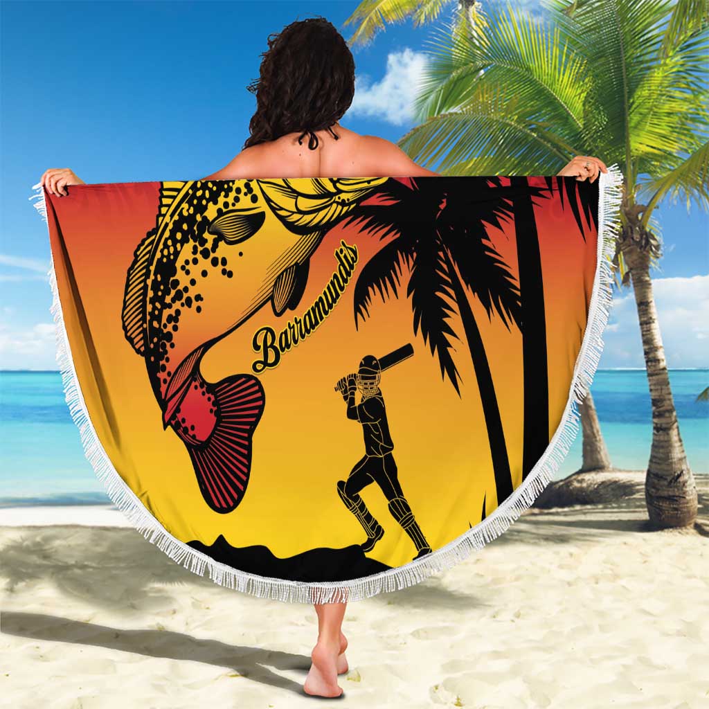 Custom Papua New Guinea Cricket Beach Blanket PNG Barramundis - Polynesian Pride