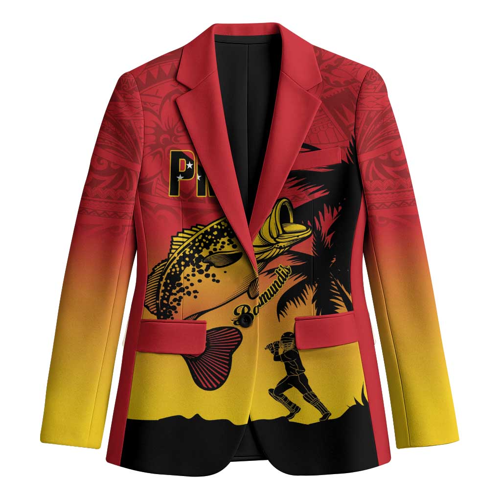 Custom Papua New Guinea Cricket Blazer PNG Barramundis LT14 Unisex Red - Polynesian Pride
