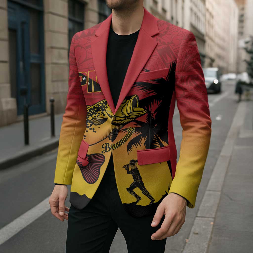 Custom Papua New Guinea Cricket Blazer PNG Barramundis LT14 - Polynesian Pride