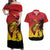 Custom Papua New Guinea Cricket Couples Matching Off Shoulder Maxi Dress and Hawaiian Shirt PNG Barramundis - Polynesian Pride