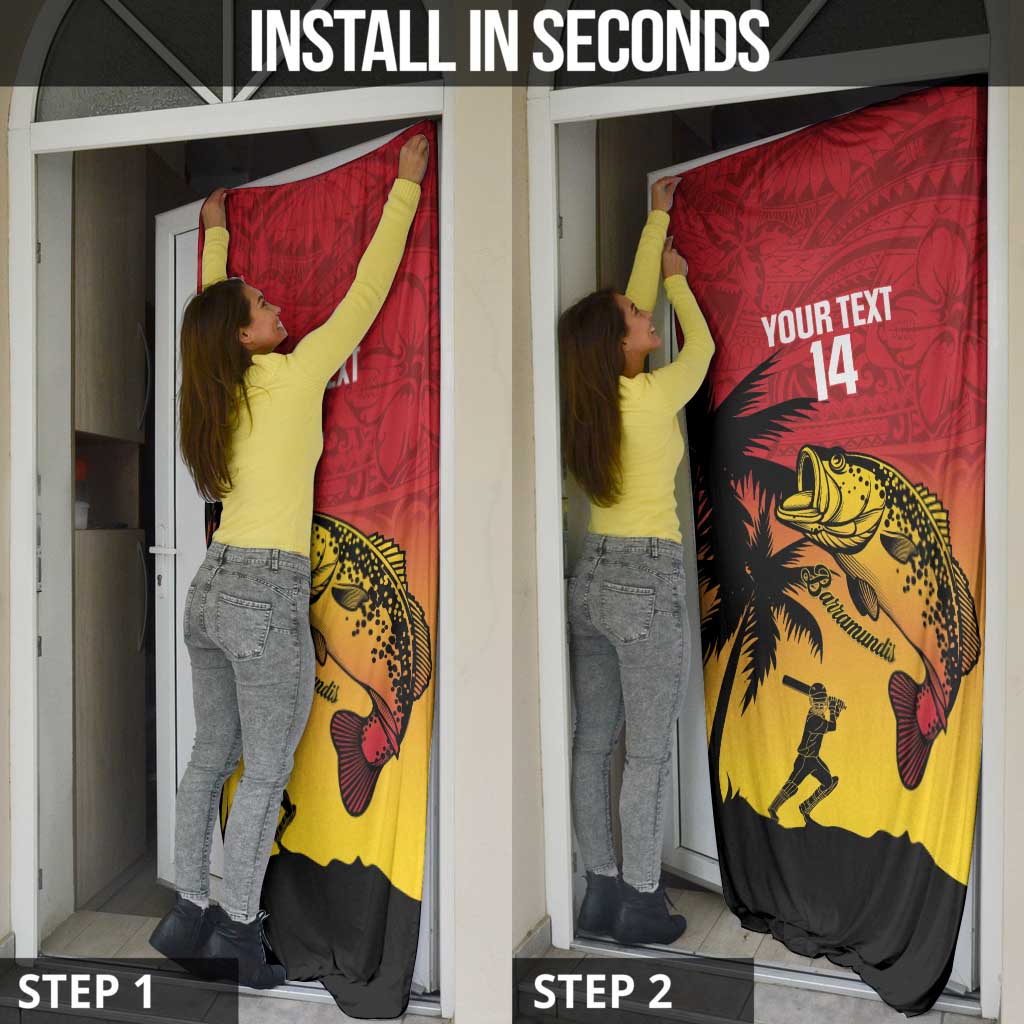 Custom Papua New Guinea Cricket Door Cover PNG Barramundis - Polynesian Pride