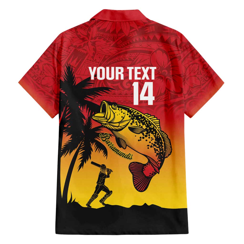 Custom Papua New Guinea Cricket Family Matching Long Sleeve Bodycon Dress and Hawaiian Shirt PNG Barramundis - Polynesian Pride