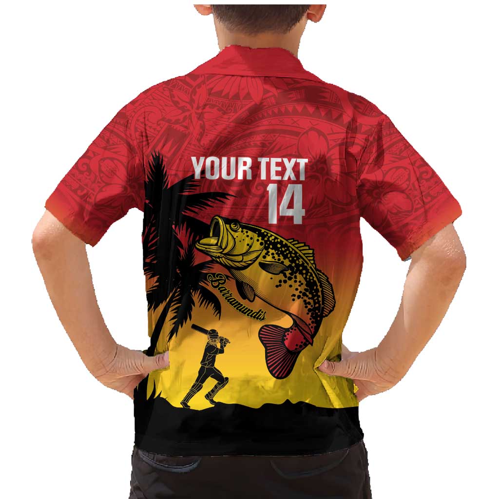 Custom Papua New Guinea Cricket Family Matching Mermaid Dress and Hawaiian Shirt PNG Barramundis - Polynesian Pride