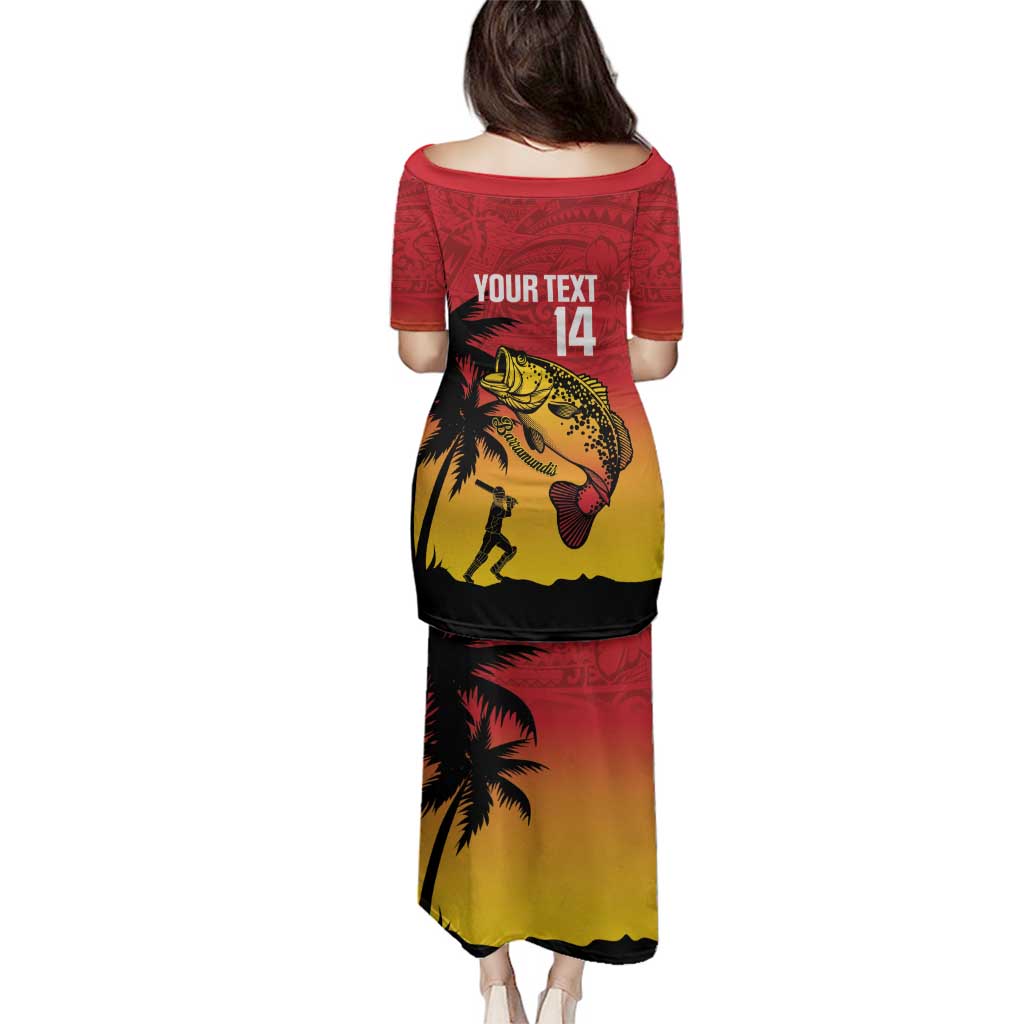 Custom Papua New Guinea Cricket Family Matching Puletasi and Hawaiian Shirt PNG Barramundis - Polynesian Pride