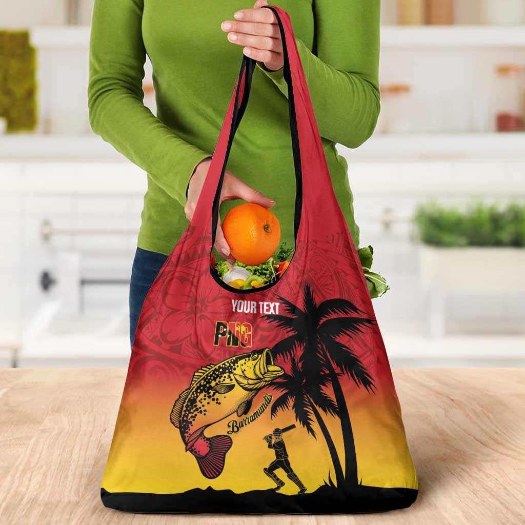 Custom Papua New Guinea Cricket Grocery Bag PNG Barramundis - Polynesian Pride