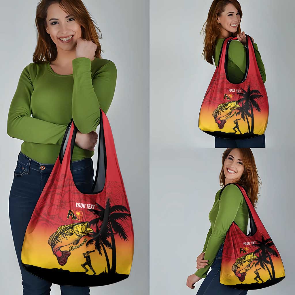 Custom Papua New Guinea Cricket Grocery Bag PNG Barramundis - Polynesian Pride