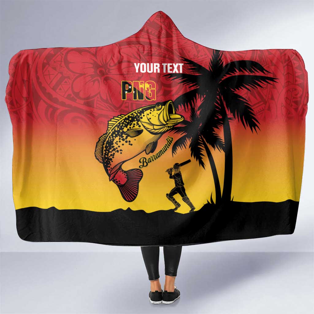 Custom Papua New Guinea Cricket Hooded Blanket PNG Barramundis LT14 One Size Red - Polynesian Pride