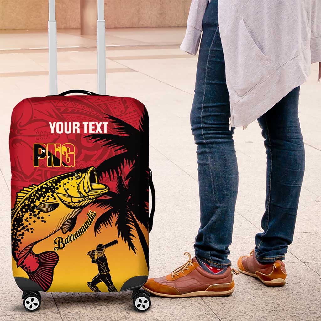 Custom Papua New Guinea Cricket Luggage Cover PNG Barramundis LT14 Red - Polynesian Pride