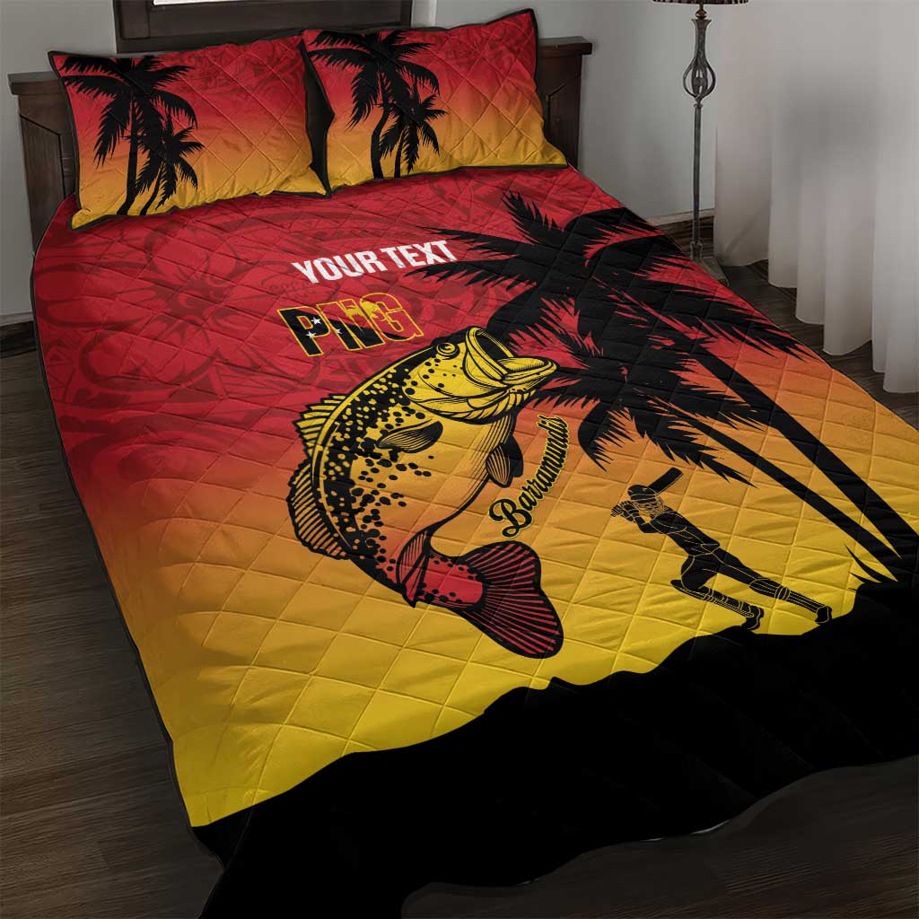 Custom Papua New Guinea Cricket Quilt Bed Set PNG Barramundis LT14 Red - Polynesian Pride