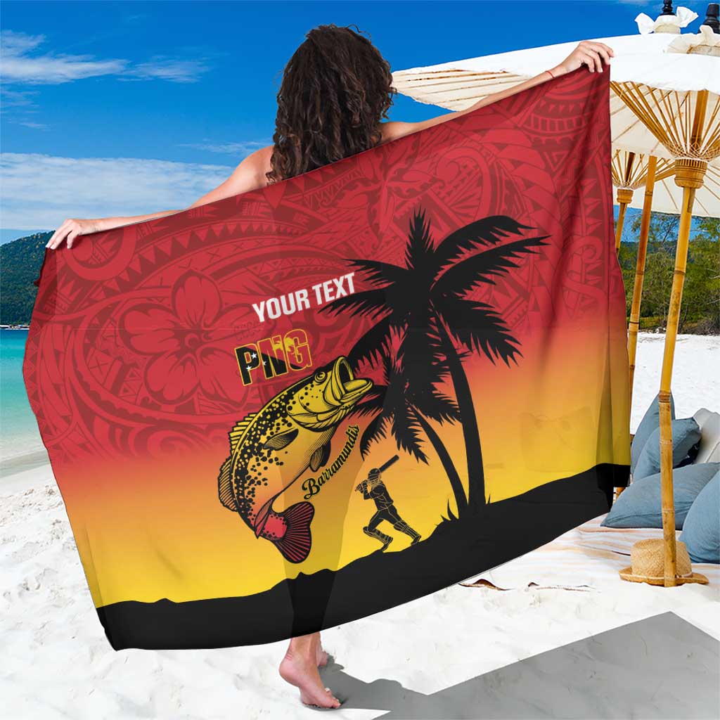 Custom Papua New Guinea Cricket Sarong PNG Barramundis LT14 One Size 44 x 66 inches Red - Polynesian Pride