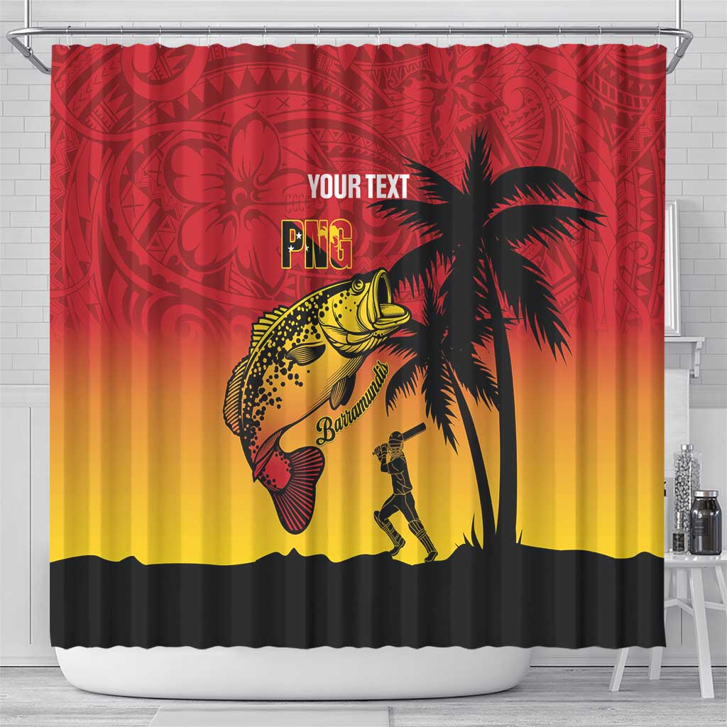 Custom Papua New Guinea Cricket Shower Curtain PNG Barramundis - Polynesian Pride