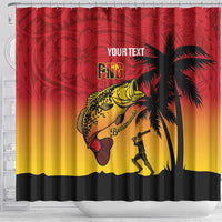 Custom Papua New Guinea Cricket Shower Curtain PNG Barramundis - Polynesian Pride