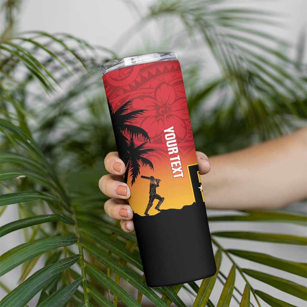 Custom Papua New Guinea Cricket Skinny Tumbler PNG Barramundis - Polynesian Pride
