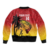 Custom Papua New Guinea Cricket Sleeve Zip Bomber Jacket PNG Barramundis LT14 - Polynesian Pride