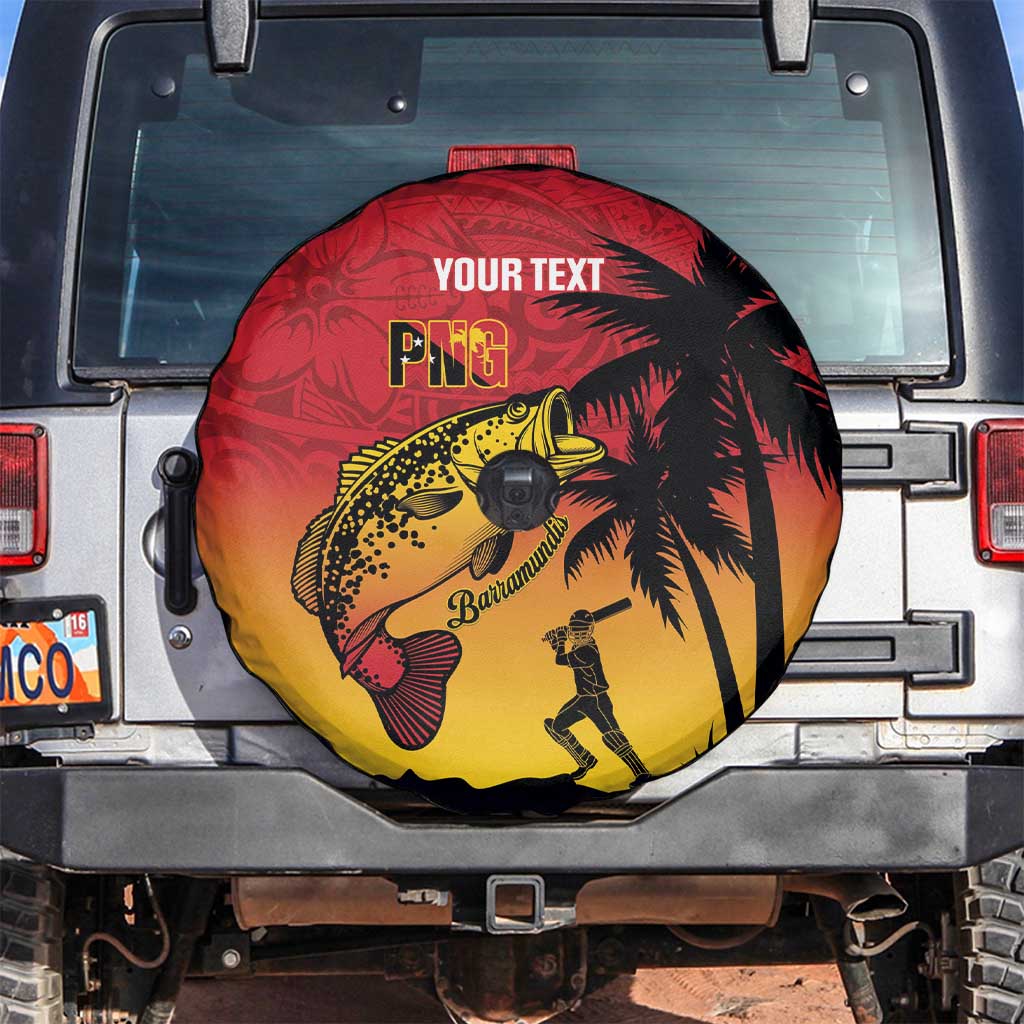Custom Papua New Guinea Cricket Spare Tire Cover PNG Barramundis LT14 Red - Polynesian Pride