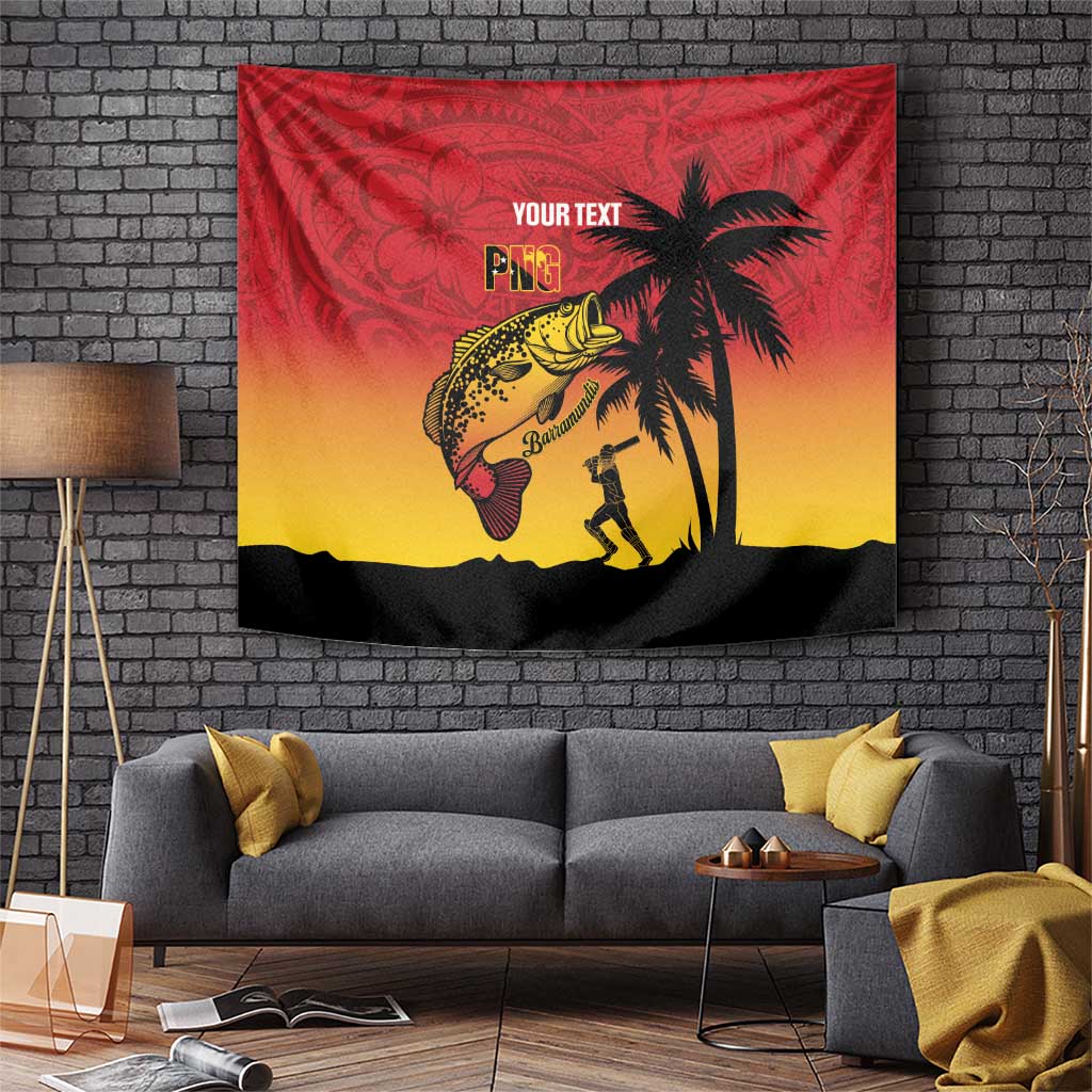 Custom Papua New Guinea Cricket Tapestry PNG Barramundis LT14 Red - Polynesian Pride