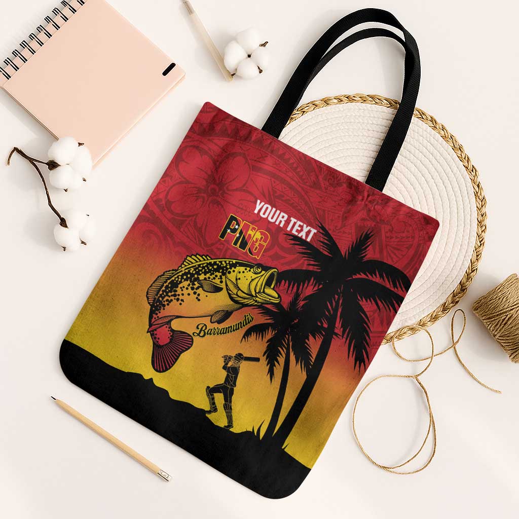 Custom Papua New Guinea Cricket Tote Bag PNG Barramundis - Polynesian Pride