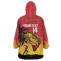 Custom Papua New Guinea Cricket Wearable Blanket Hoodie PNG Barramundis - Polynesian Pride