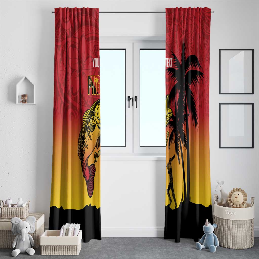 Custom Papua New Guinea Cricket Window Curtain PNG Barramundis - Polynesian Pride