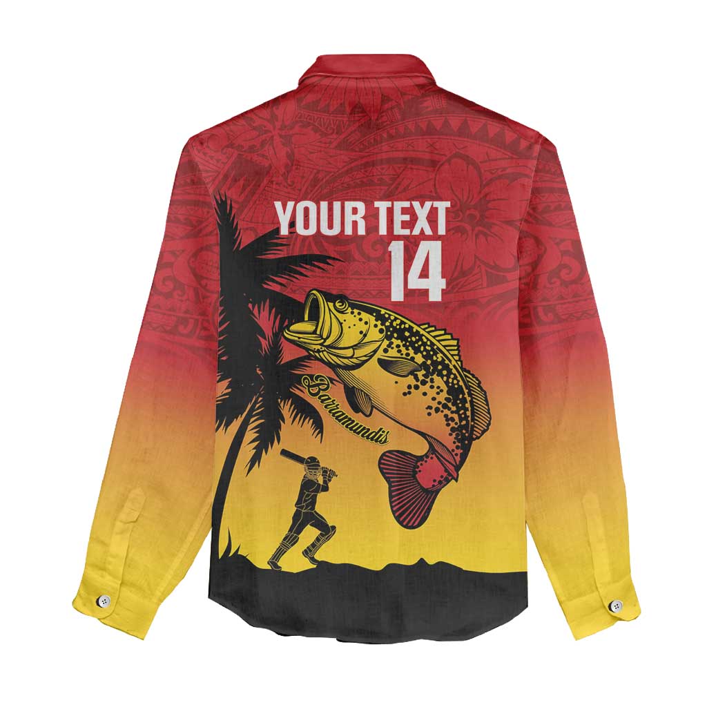 Custom Papua New Guinea Cricket Women Casual Shirt PNG Barramundis - Polynesian Pride