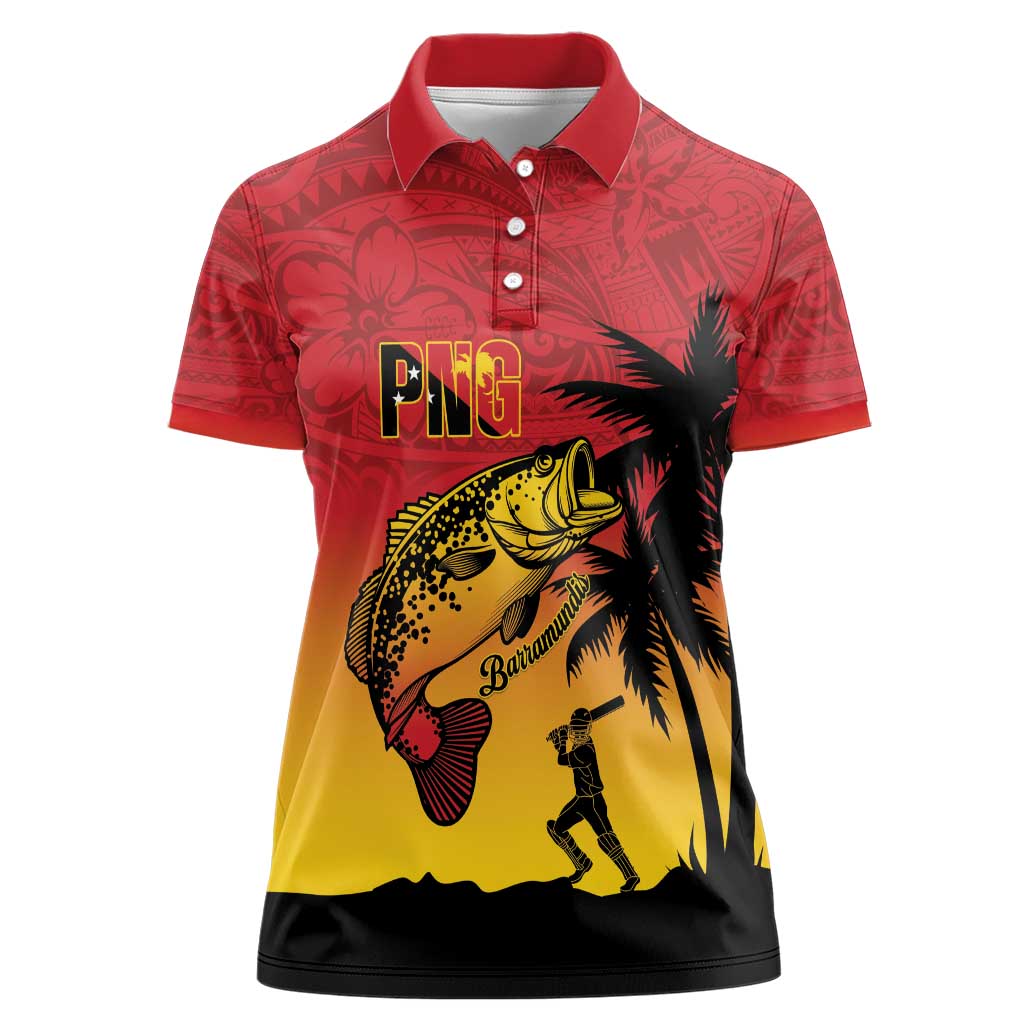 Custom Papua New Guinea Cricket Women Polo Shirt PNG Barramundis - Polynesian Pride