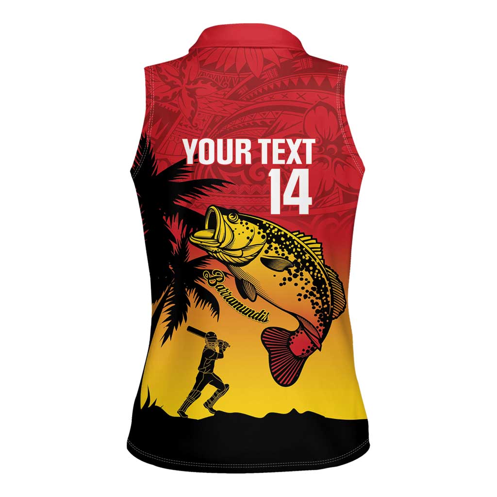 Custom Papua New Guinea Cricket Women Sleeveless Polo Shirt PNG Barramundis - Polynesian Pride