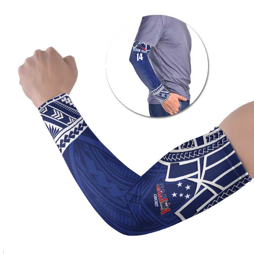 Custom Samoa Cricket Arm Sleeves Go Champions Samoan LT14 Set of 2 Blue - Polynesian Pride