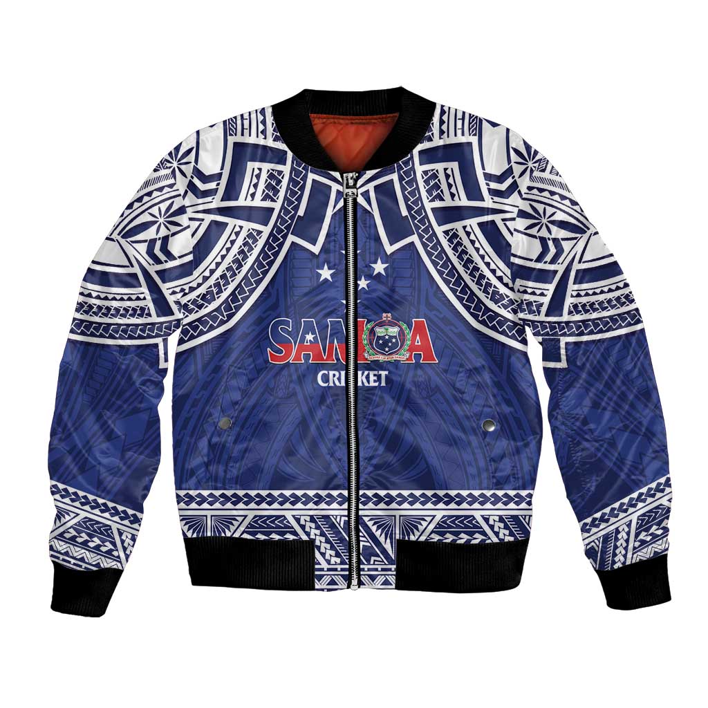 Custom Samoa Cricket Bomber Jacket Go Champions Samoan LT14 Unisex Blue - Polynesian Pride