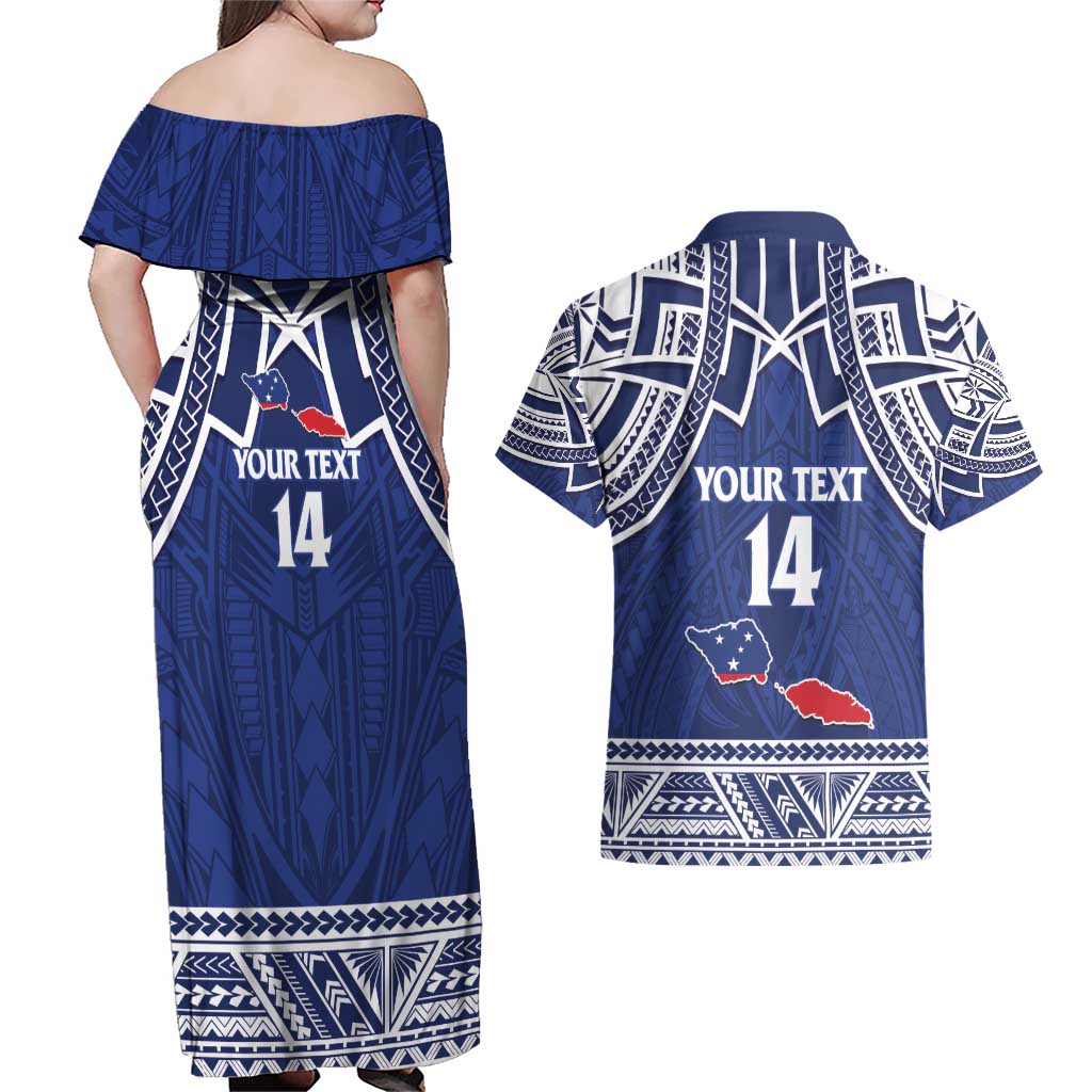 Custom Samoa Cricket Couples Matching Off Shoulder Maxi Dress and Hawaiian Shirt Go Champions Samoan - Polynesian Pride