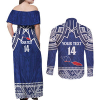 Custom Samoa Cricket Couples Matching Off Shoulder Maxi Dress and Long Sleeve Button Shirt Go Champions Samoan - Polynesian Pride