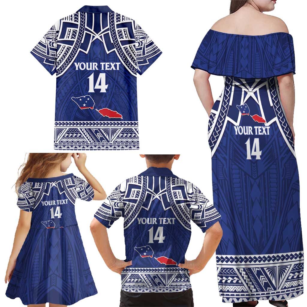 Custom Samoa Cricket Family Matching Off Shoulder Maxi Dress and Hawaiian Shirt Go Champions Samoan - Polynesian Pride