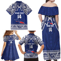 Custom Samoa Cricket Family Matching Off Shoulder Maxi Dress and Hawaiian Shirt Go Champions Samoan - Polynesian Pride