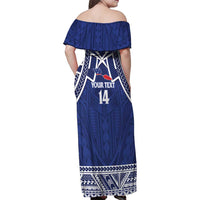 Custom Samoa Cricket Family Matching Off Shoulder Maxi Dress and Hawaiian Shirt Go Champions Samoan - Polynesian Pride