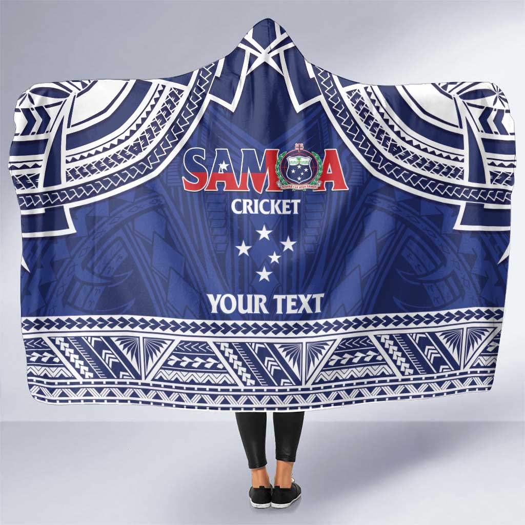 Custom Samoa Cricket Hooded Blanket Go Champions Samoan LT14 One Size Blue - Polynesian Pride