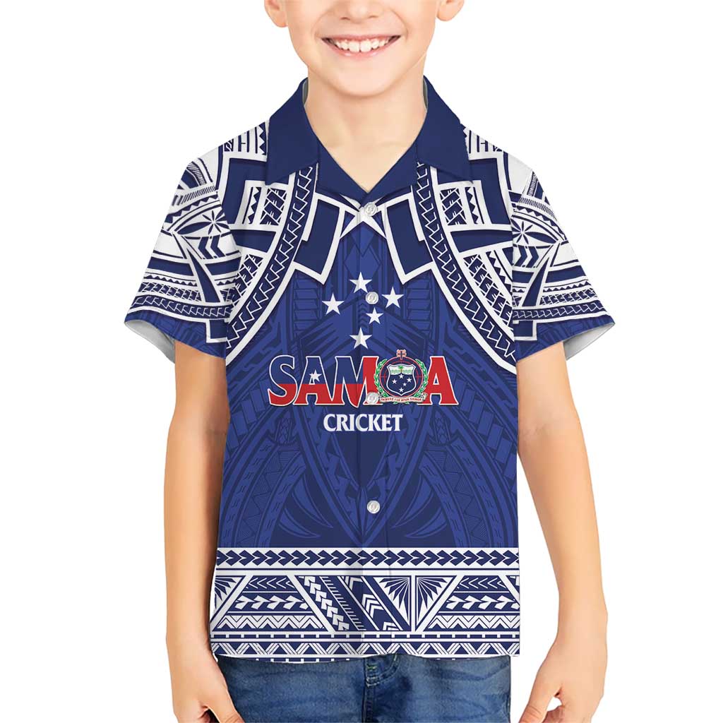 Custom Samoa Cricket Kid Hawaiian Shirt Go Champions Samoan LT14 Kid Blue - Polynesian Pride