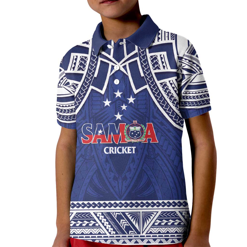 Custom Samoa Cricket Kid Polo Shirt Go Champions Samoan LT14 Kid Blue - Polynesian Pride