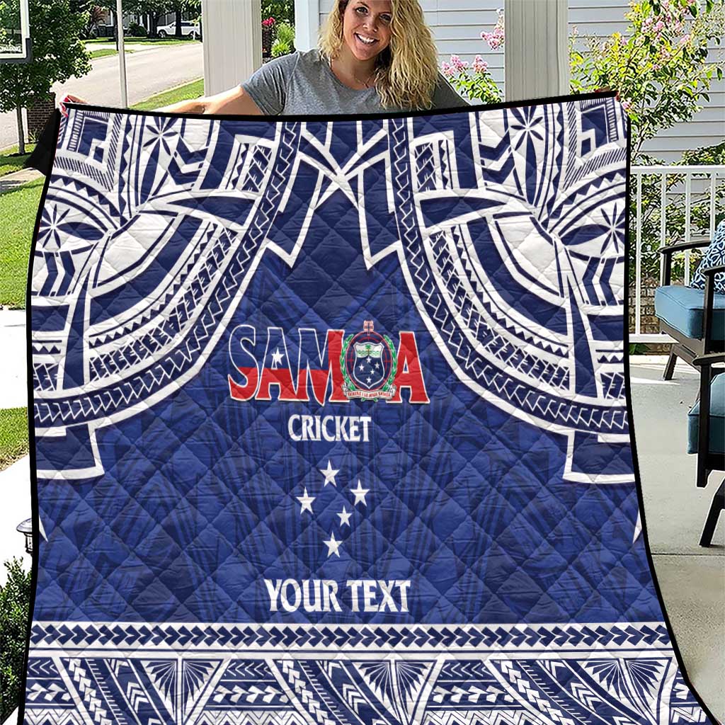 Custom Samoa Cricket Quilt Go Champions Samoan LT14 Blue - Polynesian Pride