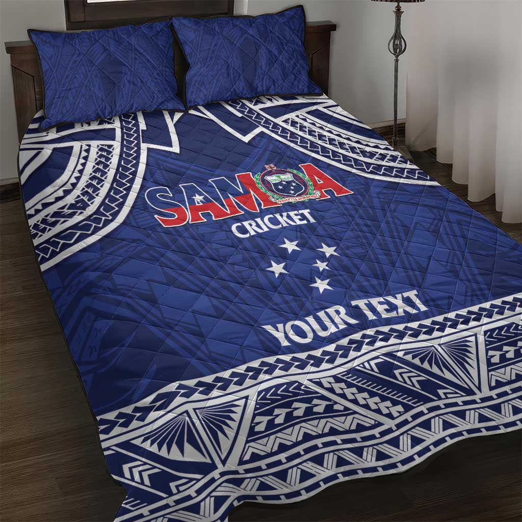Custom Samoa Cricket Quilt Bed Set Go Champions Samoan LT14 Blue - Polynesian Pride