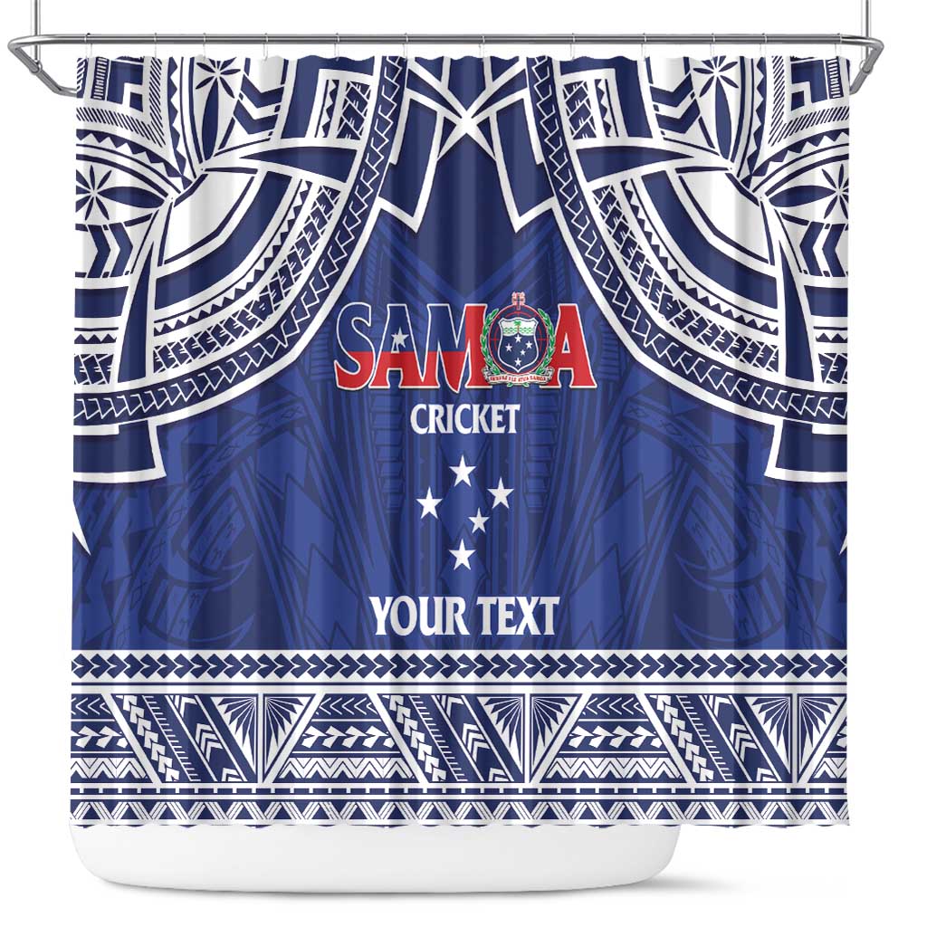 Custom Samoa Cricket Shower Curtain Go Champions Samoan LT14 Blue - Polynesian Pride