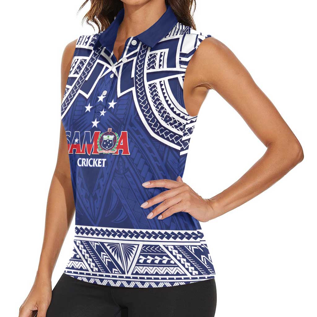 Custom Samoa Cricket Women Sleeveless Polo Shirt Go Champions Samoan - Polynesian Pride