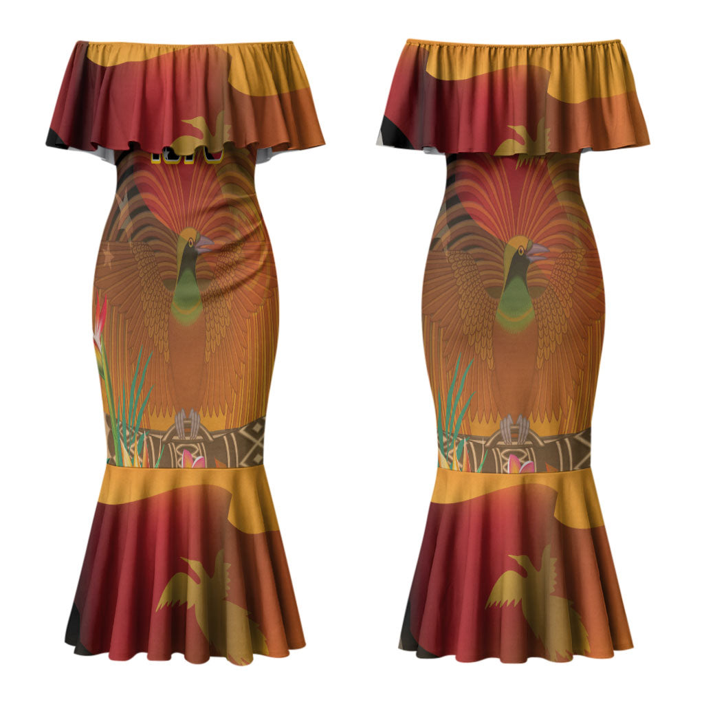 Personalised Papua New Guinea Independence Day Couples Matching Mermaid Dress and Hawaiian Shirt One People One Nation One Country